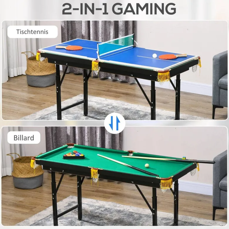 SPORTNOW Multispieltisch grün Stahl B/H/L: ca. 63x80x140 cm