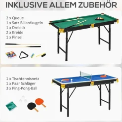 SPORTNOW Multispieltisch grün Stahl B/H/L: ca. 63x80x140 cm