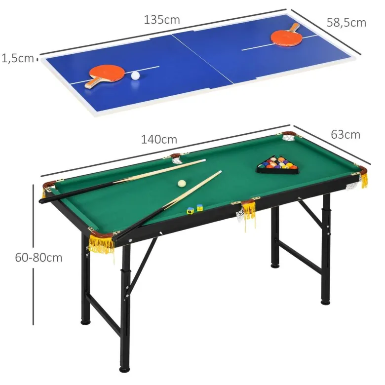 SPORTNOW Multispieltisch grün Stahl B/H/L: ca. 63x80x140 cm