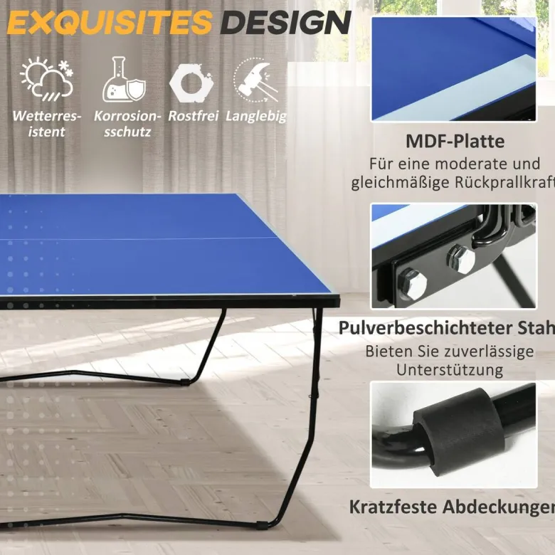 SPORTNOW Tischtennisplatte blau Stahl B/H/L: ca. 152,5x76x274 cm