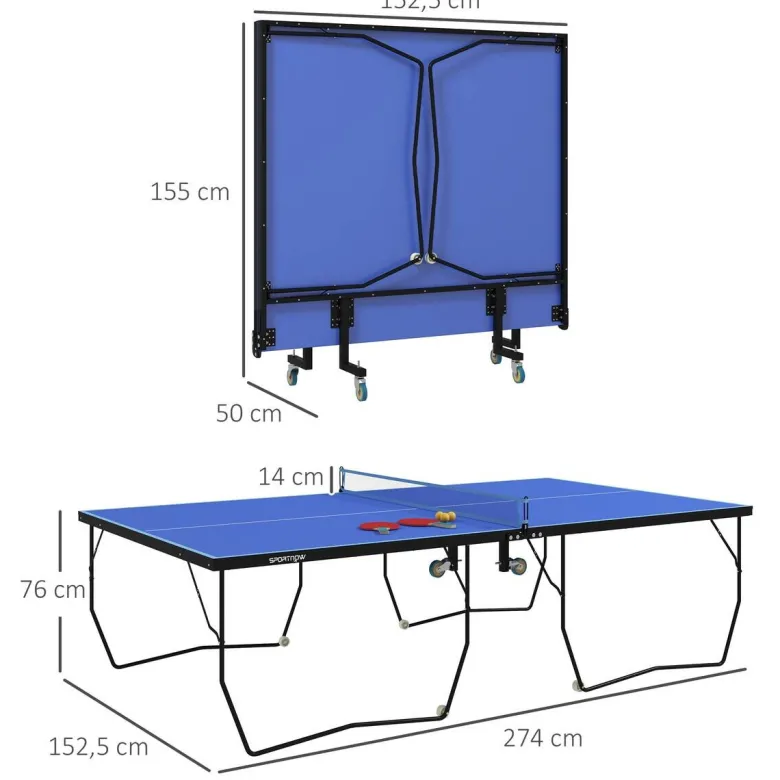 SPORTNOW Tischtennisplatte blau Stahl B/H/L: ca. 152,5x76x274 cm