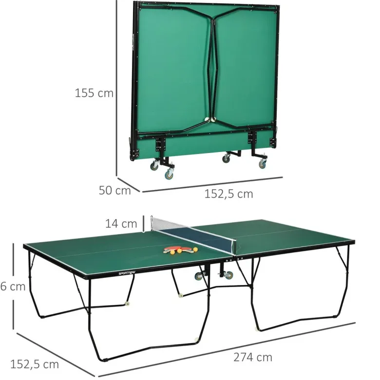 SPORTNOW Tischtennisplatte grün B/H/L: ca. 152,5x76x274 cm