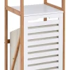 Standregal mit Wäschesammler weiß Bambus B/H/L: ca. 33x98x36,3 cm