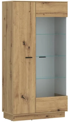 Standvitrine Covelo Eiche Artisan Oak Nachbildung weiß B/H/T: ca. 75x150x40 cm