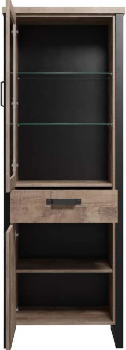 Standvitrine Emile Eiche Tabak Nachbildung B/H/T: ca. 70x195x45 cm