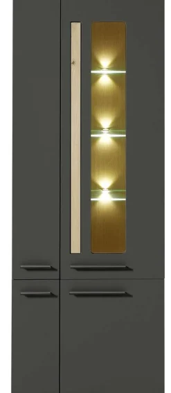 Standvitrine Loft Two Eiche Artisan Nachbildung Graphit Lacklaminat supermatt B/H/T: ca. 76x201x37 cm