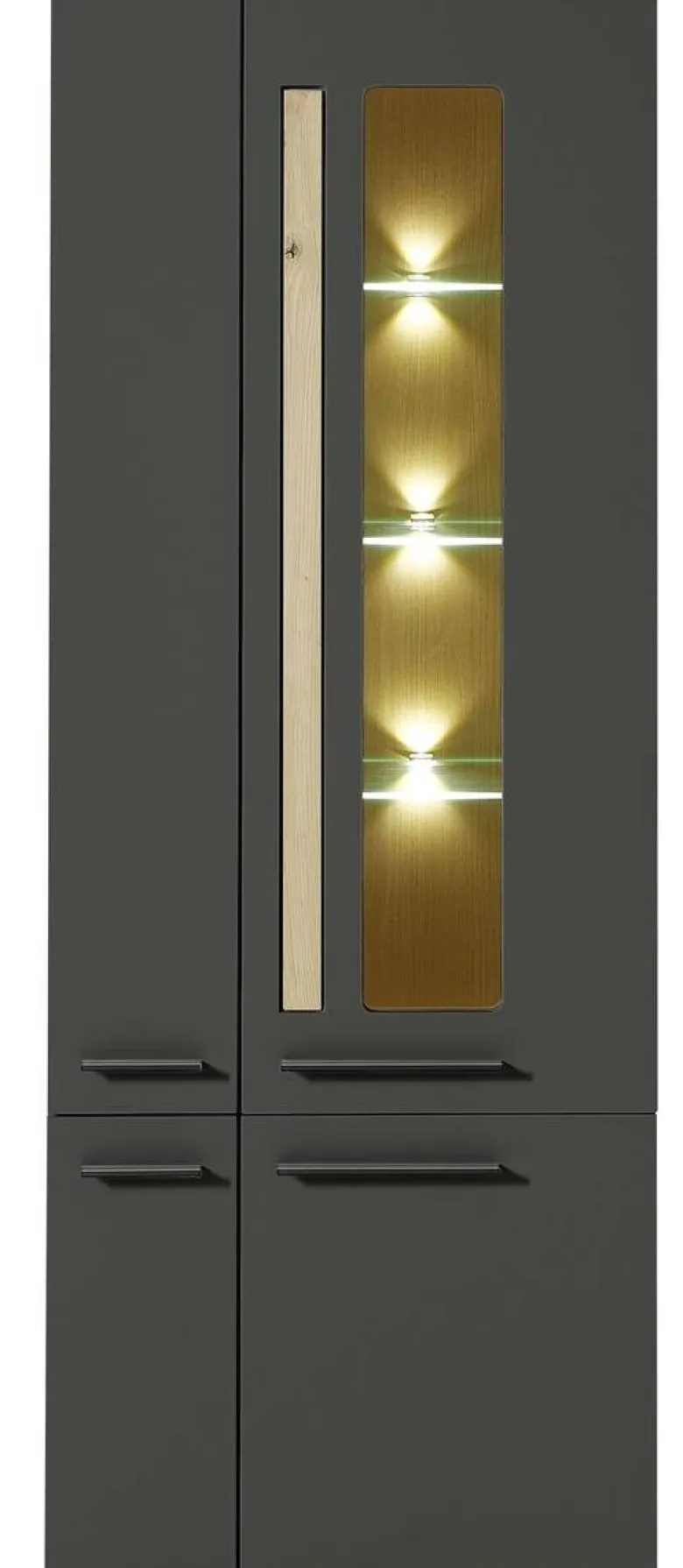 Standvitrine Loft Two Eiche Artisan Nachbildung Graphit Lacklaminat supermatt B/H/T: ca. 76x201x37 cm