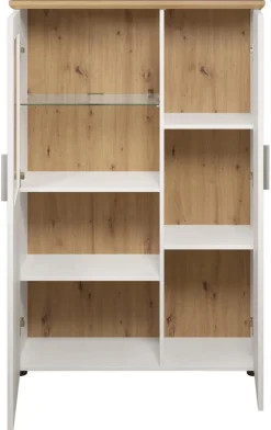 Standvitrine Shade weiß Pinie Nachbildung Eiche Artisan Nachbildung B/H/T: ca. 95x140x38 cm