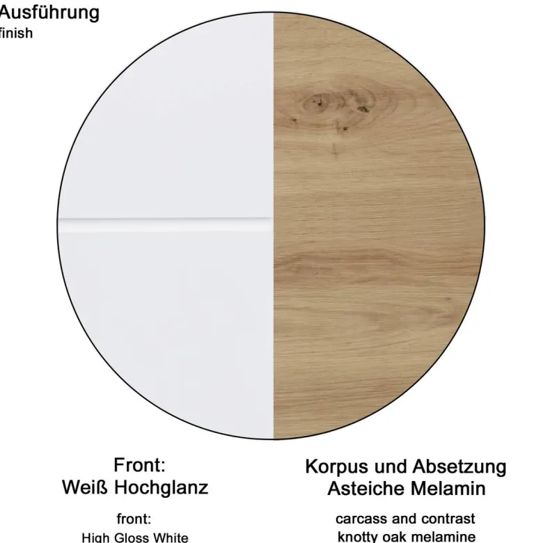 Stauraumelement Amanda weiß Hochglanz Asteiche Nachbildung B/H/T: ca. 37x79x31 cm