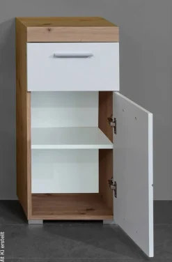 Stauraumelement Amanda weiß Hochglanz Asteiche Nachbildung B/H/T: ca. 37x79x31 cm