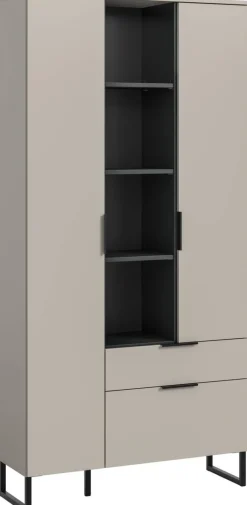 Stauraumelement Noida Kaschmirgrau Nachbildung schwarz B/H/T: ca. 192x90x37 cm
