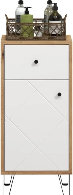 Stauraumelement Touch Eiche Artisan Nachbildung weiß matt B/H/T: ca. 36x79x29 cm