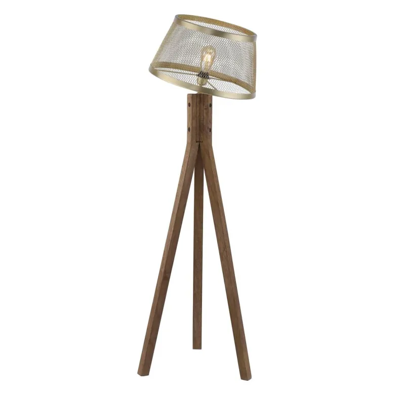 Stehlampe Frederik messing Holz B/H/L: ca. 46x145x46 cm E27 1 Brennstellen