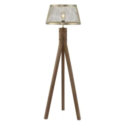 Stehlampe Frederik messing Holz B/H/L: ca. 46x145x46 cm E27 1 Brennstellen