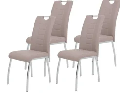 Stuhl Andrea 4er Set Cappuccino Chrom Kunstleder Metall B/H/T: ca. 43x100x64 cm