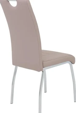 Stuhl Andrea 4er Set Cappuccino Chrom Kunstleder Metall B/H/T: ca. 43x100x64 cm
