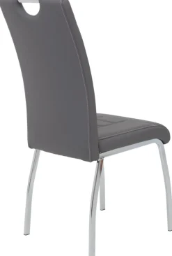 Stuhl Andrea 2er Set grau Kunstleder Metall B/H/T: ca. 43x100x64 cm