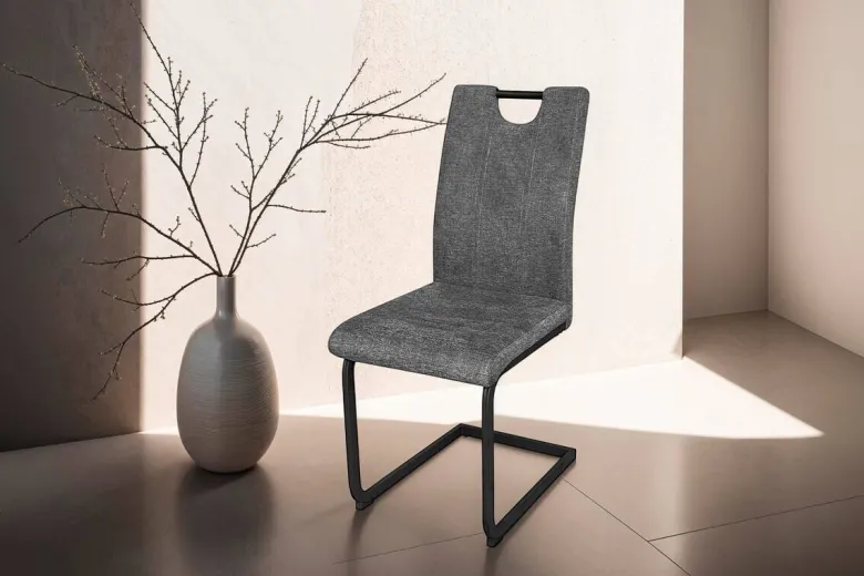 Stuhl BANFF 2er-Set. anthrazit Webstoff B/H/T: ca. 42x97x58 cm