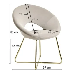 Stuhl beige Samt B/H/T: ca. 57x83x60 cm