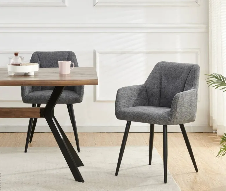 Stuhl BELLA, 2er Set anthrazit Stoff B/H/T: ca. 55x82x62 cm