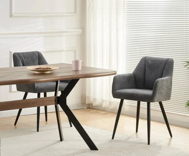 Stuhl BELLA, 2er Set anthrazit Stoff B/H/T: ca. 55x82x62 cm
