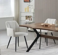Stuhl BELLA, 2er Set creme Stoff B/H/T: ca. 55x82x62 cm