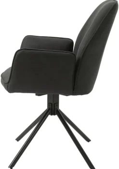 Stuhl BLAIR 2er-Set anthrazit Vintage schwarz Stoff Metall B/H/T: ca. 57x89x61 cm