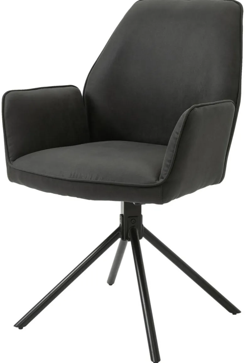 Stuhl BLAIR 2er-Set anthrazit Vintage schwarz Stoff Metall B/H/T: ca. 57x89x61 cm