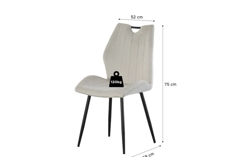 Stuhl CHRISTIN, 2er Set creme Samt B/H/T: ca. 52x58x75 cm