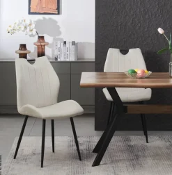Stuhl CHRISTIN, 2er Set creme Samt B/H/T: ca. 52x58x75 cm