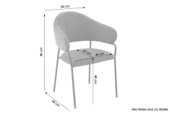 Stuhl CURVE, 2er-Set grau Stoff B/H/T: ca. 60x86x58 cm