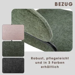 Stuhl CURVE, 2er-Set grün Stoff B/H/T: ca. 60x86x58 cm