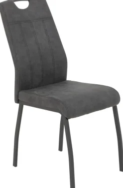 Stuhl Elif anthrazit grau Metall Microfaser