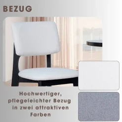 Stuhl ELSA, 2er-Set beige Webstoff B/H/T: ca. 48x87x54 cm