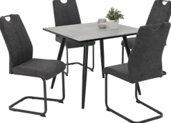 Stuhl 4er Set BRITTA anthrazit grau Microfaser Metall B/H/T: ca. 44x100x59 cm
