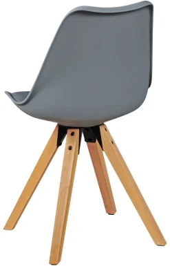 Stuhl 2er-Set grau grau natur Kunststoff Kunstleder Echtholz B/H/T: ca. 49x87x52 cm