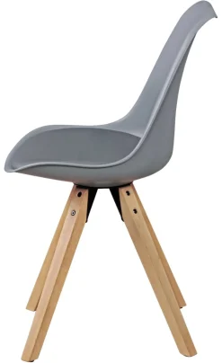 Stuhl 2er-Set grau grau natur Kunststoff Kunstleder Echtholz B/H/T: ca. 49x87x52 cm