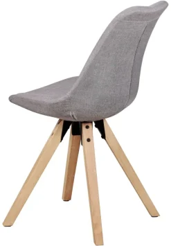 Stuhl 2er-Set hellgrau natur Stoff Echtholz B/H/T: ca. 49x87x52 cm
