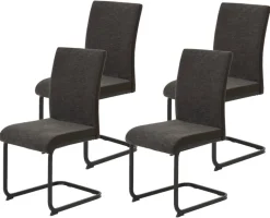 Stuhl 4er Set LINN braun schwarz Webstoff Metall B/H/T: ca. 43x92x52 cm
