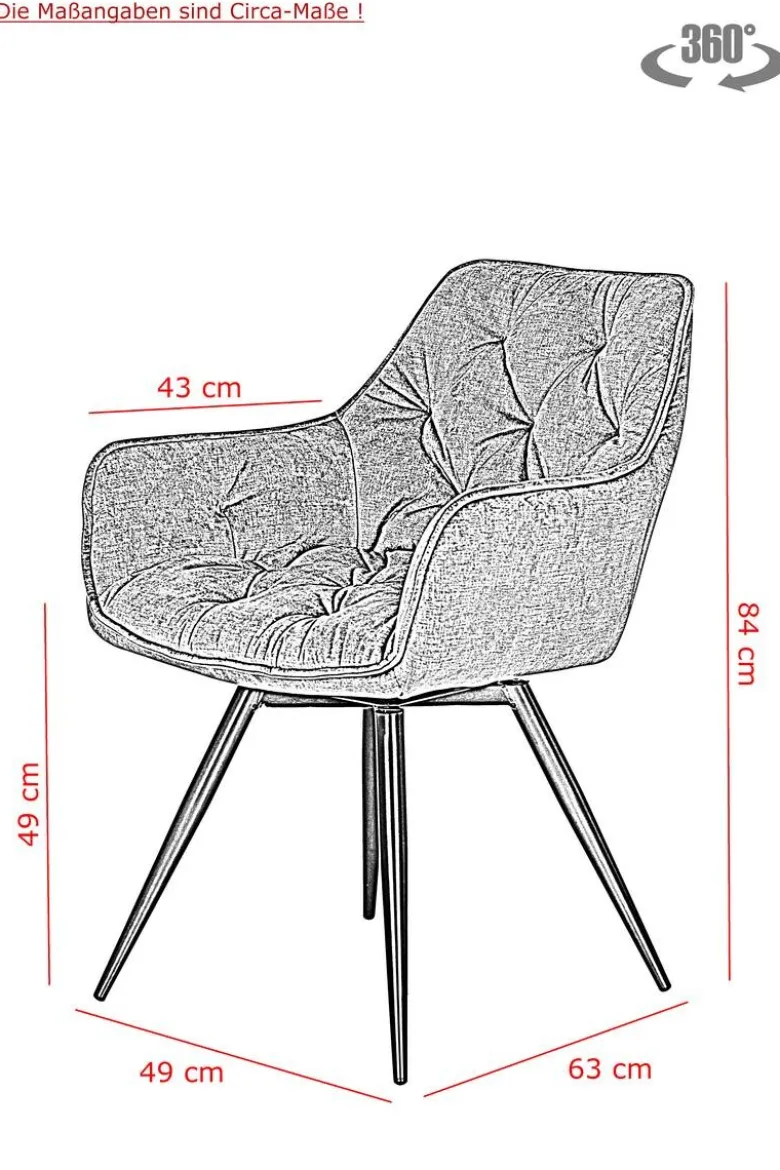 Stuhl Florentina 2er Set anthrazit Vintage Samtoptik B/H/T: ca. 49x84x63 cm