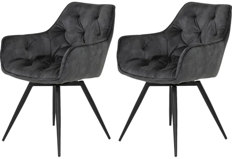 Stuhl Florentina 2er Set anthrazit Vintage Samtoptik B/H/T: ca. 49x84x63 cm