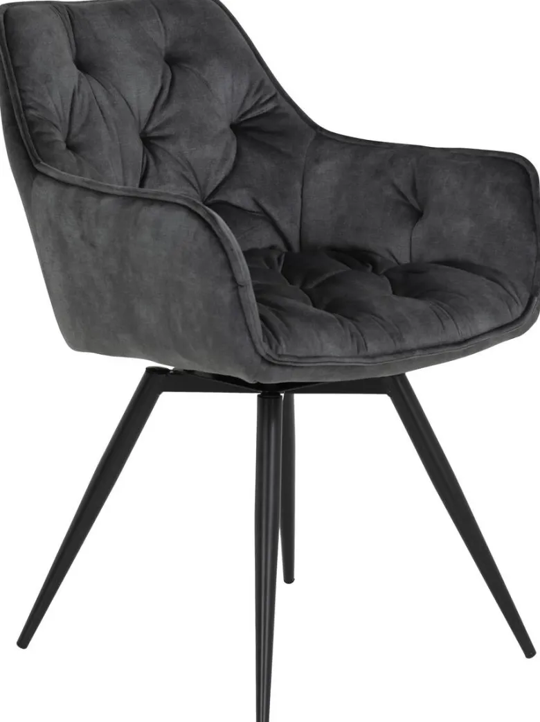 Stuhl Florentina 2er Set anthrazit Vintage Samtoptik B/H/T: ca. 49x84x63 cm