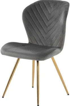Stuhl grau gold Metall Samtoptik