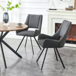 Stuhl HELEN, 2er Set anthrazit Stoff B/H/T: ca. 56x91x63 cm