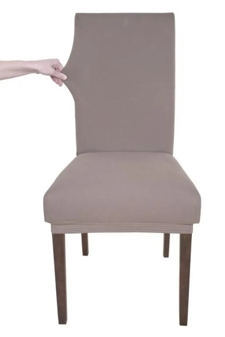Stuhlhusse taupe Baumwolle B/H/L: ca. 45x65x40 cm