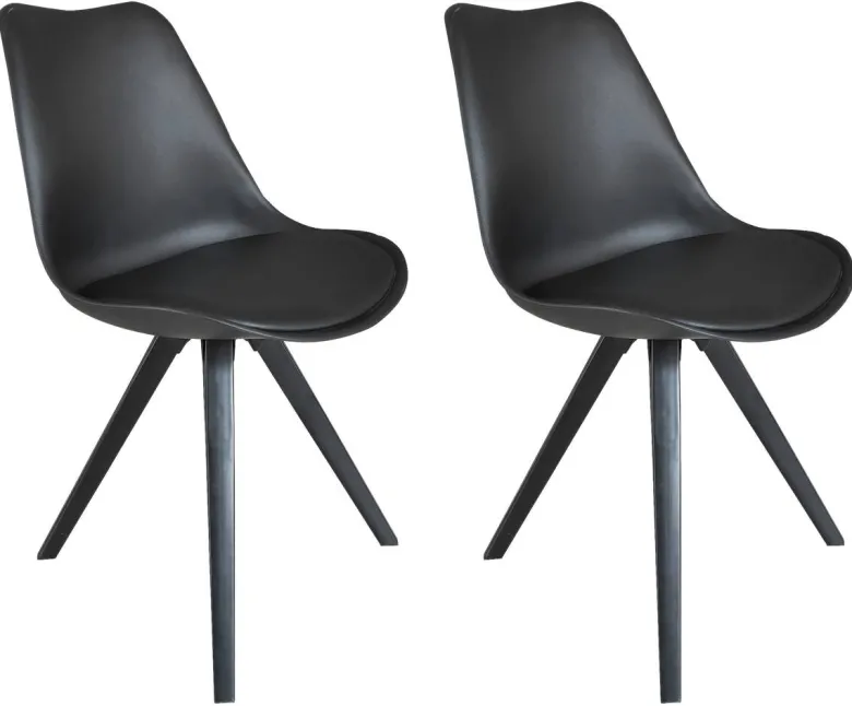 Stuhl KIRA 2er-Set schwarz schwarz schwarz Kunststoff Kunstleder Metall B/H/T: ca. 48x86x55,5 cm
