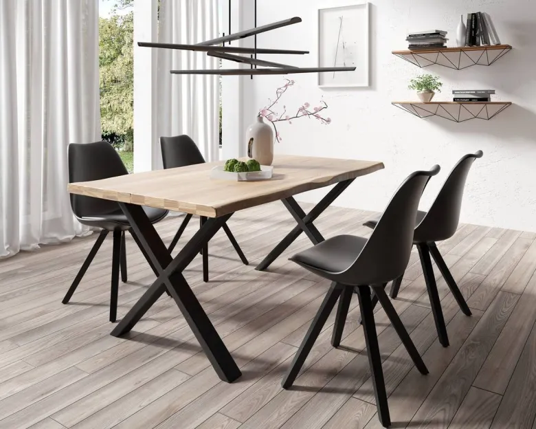 Stuhl KIRA 2er-Set schwarz schwarz schwarz Kunststoff Kunstleder Metall B/H/T: ca. 48x86x55,5 cm