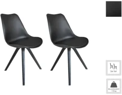Stuhl KIRA 2er-Set schwarz schwarz schwarz Kunststoff Kunstleder Metall B/H/T: ca. 48x86x55,5 cm