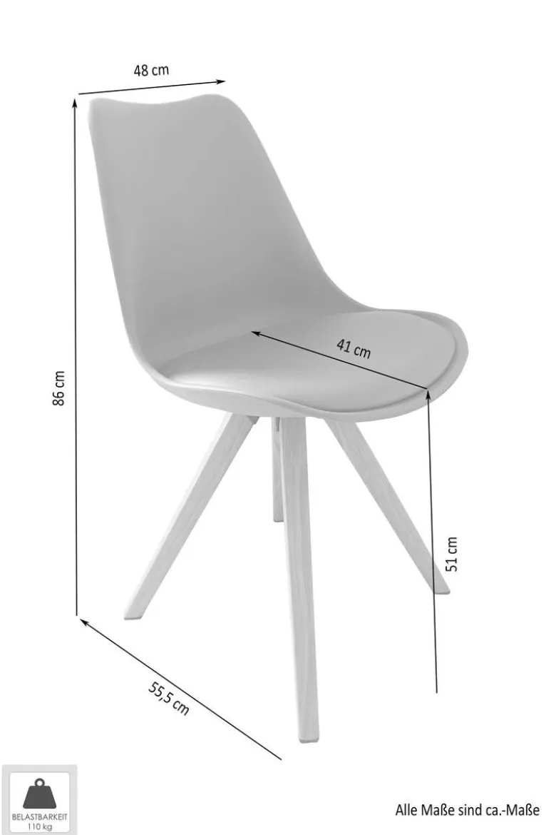 Stuhl KIRA 2er-Set schwarz schwarz schwarz Kunststoff Kunstleder Metall B/H/T: ca. 48x86x55,5 cm