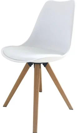 Stuhl KIRA 2er-Set weiß weiß Eiche Kunststoff Kunstleder Metall B/H/T: ca. 48x86x55,5 cm